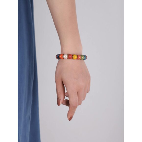 Boho Ceramic Bead Stretch Bracelet Colorful Festival Jewelry Gift Women - Picture 5 of 5